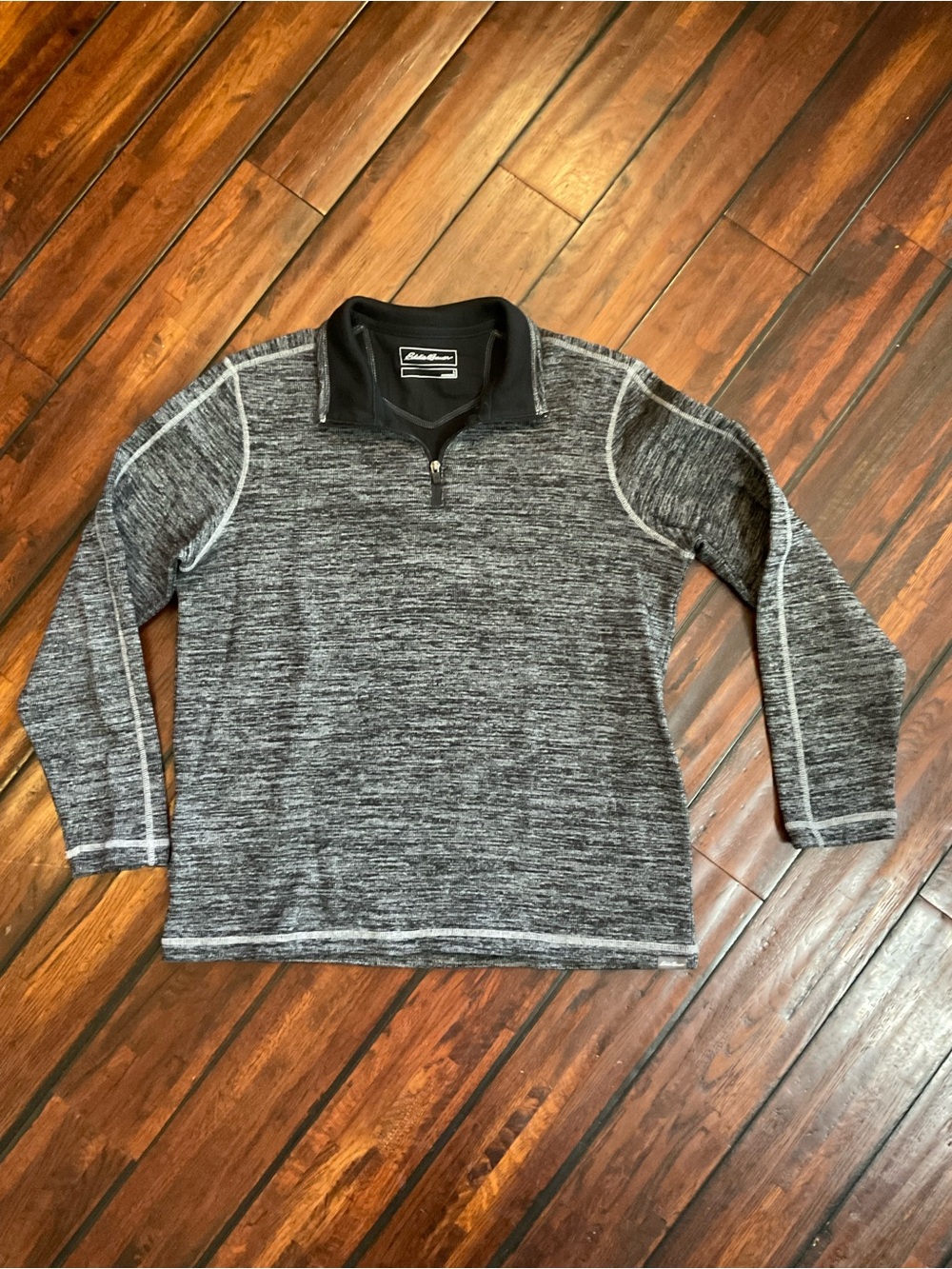 Eddie Bauer Men's Charcoal Heather Zip-Front Sweater Size L